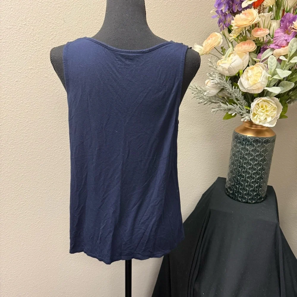 APT.9 Navy Sequin Embellished Tank Top XL Sparkle Sleeveless Party Blouse - Picture 3 of 8